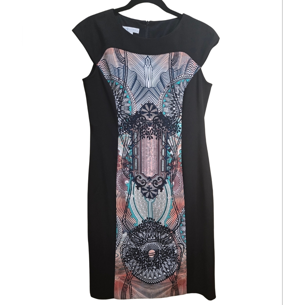 Stunning London‎ Times Black Dress with Multicolor Design